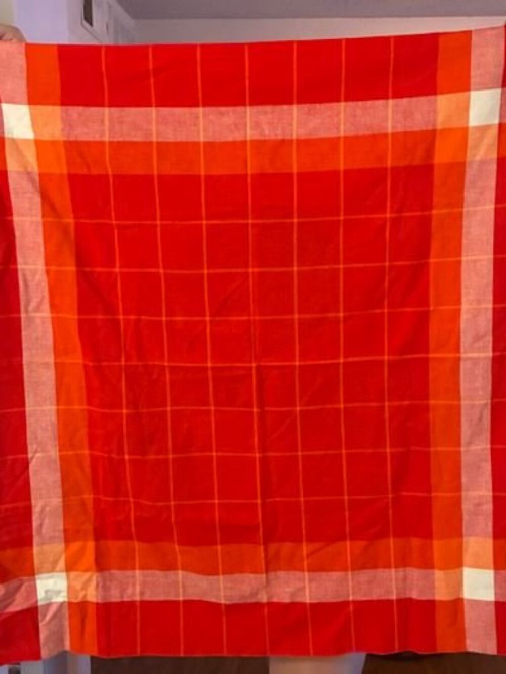 Vintage Finlayson cotton tablecloth, small, red plaid